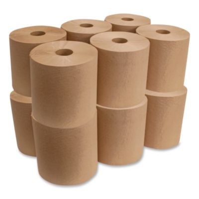 Hardwound Roll Towels, 1-Ply, 8" x 600 Ft, Natural, 12 Rolls/Carton