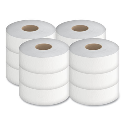 Jrt Jumbo Bath Tissue, Septic Safe, 2-Ply, 3.5" x 750 Ft, White, 12 Rolls/Carton