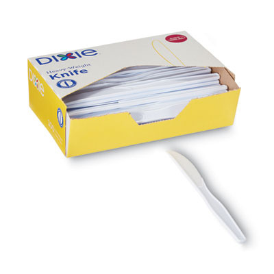 Plastic Cutlery, Heavyweight Knife, White, 100/Box