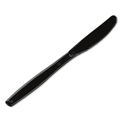 Plastic Cutlery, Heavyweight Knife, Black, 1,000/Carton