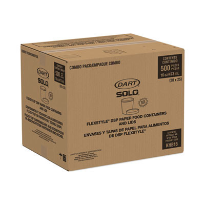 Flexstyle Double Poly Food Combo Packs, 16 Oz, White, Paper, 25/Pack, 10 Packs/Carton
