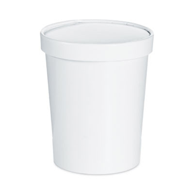 Flexstyle Double Poly Food Combo Packs, 32 Oz, White, Paper, 25 Cups And 25 Lids/Pack, 10 Packs/Carton