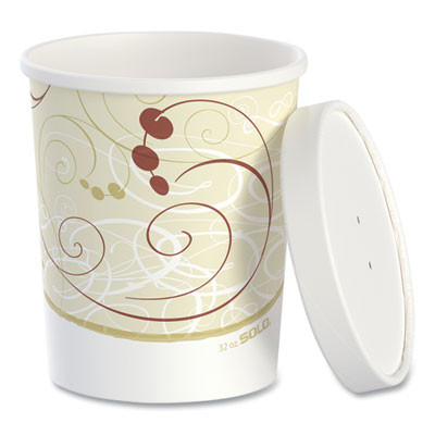 Flexstyle Double Poly Food Combo Packs, 32 Oz, Symphony, Paper, 25 Cups And 25 Lids/Pack, 10 Packs/Carton