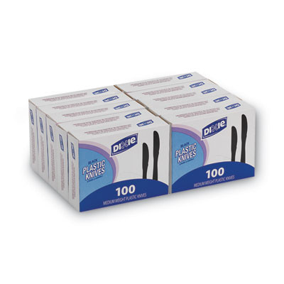 Plastic Tableware, Heavy Mediumweight Knife, Black, 100/Box, 10 Boxes/Carton