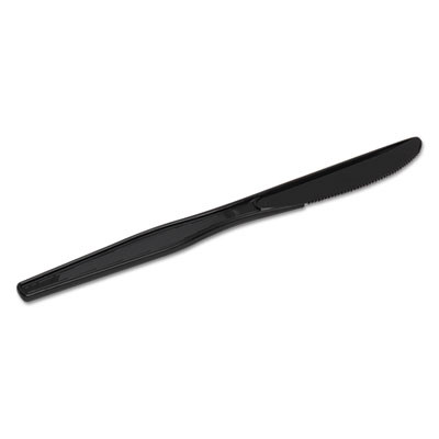 Plastic Cutlery, Heavy Mediumweight Knife, Black, 1,000/Carton