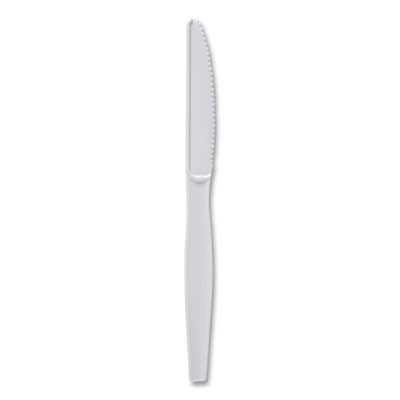 Heavyweight Polystyrene Cutlery, Knife, Plastic, White, 1,000/Carton