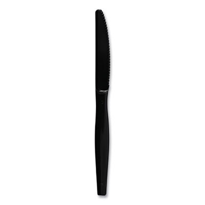 Heavyweight Polystyrene Cutlery, Knife, Plastic, Black, 1,000/Carton