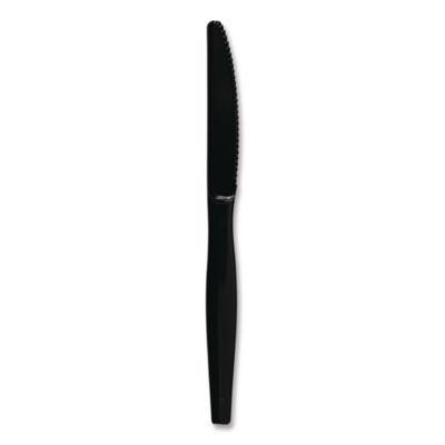 Heavyweight Polystyrene Cutlery, Knife, Plastic, Black, 1,000/Carton