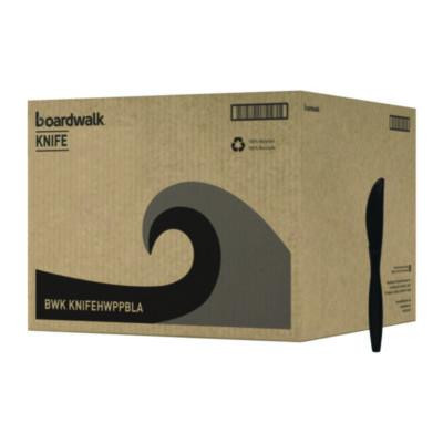 Heavyweight Polypropylene Cutlery, Knife, Plastic, Black, 1,000/Carton