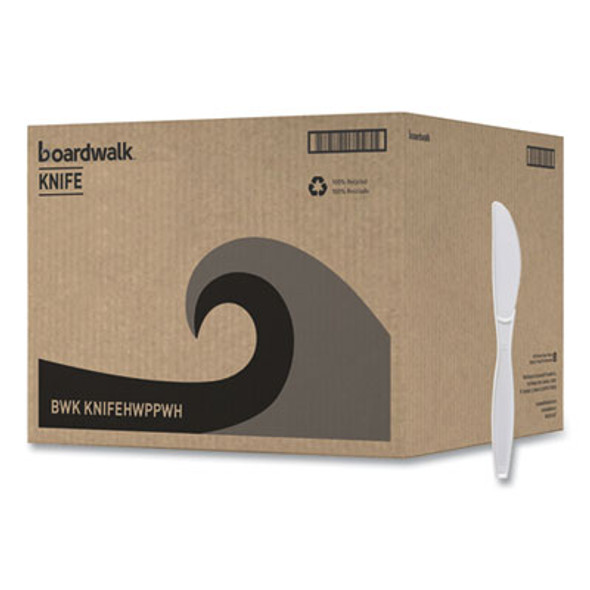 Heavyweight Polypropylene Cutlery, Knife, Plastic, White, 1,000/Carton