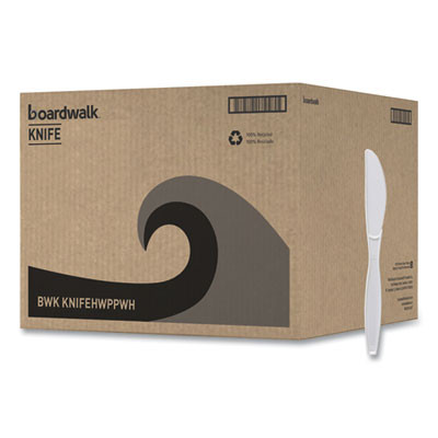 Heavyweight Polypropylene Cutlery, Knife, Plastic, White, 1,000/Carton