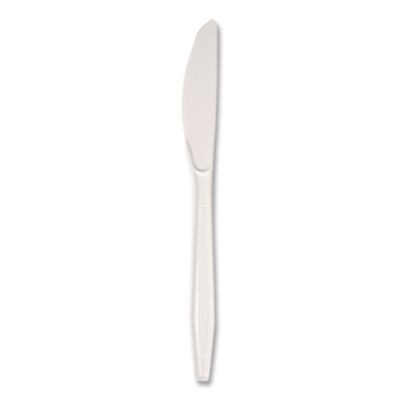 Mediumweight Polystyrene Cutlery, Knife, Plastic, White, 100/Box