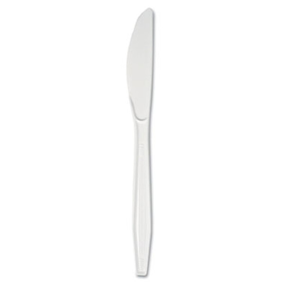 Mediumweight Polystyrene Cutlery, Knife, Plastic, White, 100/Box, 10 Boxes/Carton