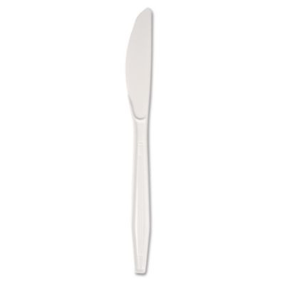 Mediumweight Polystyrene Cutlery, Knife, Plastic, White, 100/Box, 10 Boxes/Carton