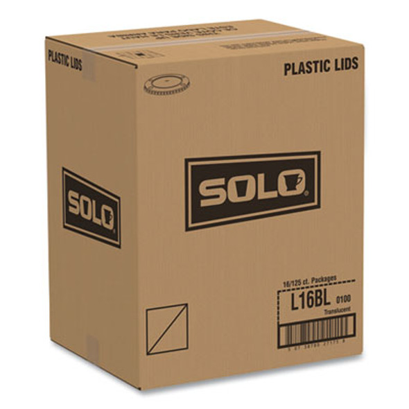 Polystyrene Plastic Flat Straw-Slot Cold Cup Lids, Fits 12 Oz To 24 Oz Cold Cups, Plastic, Translucent, 125/Pack, 16 Packs/Ct