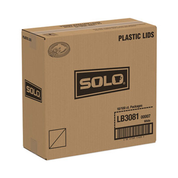 Lift Back And Lock Tab Lids For Paper Cups, Fits 8 Oz Hot Cups, Plastic, White, 100/Sleeve, 10 Sleeves/Carton