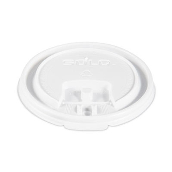 Lift Back And Lock Tab Lids For Paper Cups, Fits 8 Oz Hot Cups, Plastic, White, 100/Sleeve, 10 Sleeves/Carton