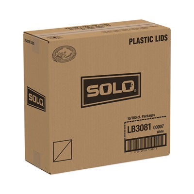 Lift Back And Lock Tab Lids For Paper Cups, Fits 8 Oz Hot Cups, Plastic, White, 100/Sleeve, 10 Sleeves/Carton