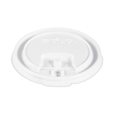 Lift Back And Lock Tab Lids For Paper Cups, Fits 8 Oz Hot Cups, Plastic, White, 100/Sleeve, 10 Sleeves/Carton