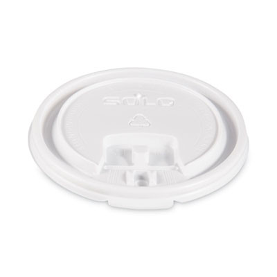 Lift Back And Lock Tab Lids For Paper Cups, Fits 10 Oz Hot Cups, Plastic, White, 100/Sleeve, 10 Sleeves/Carton