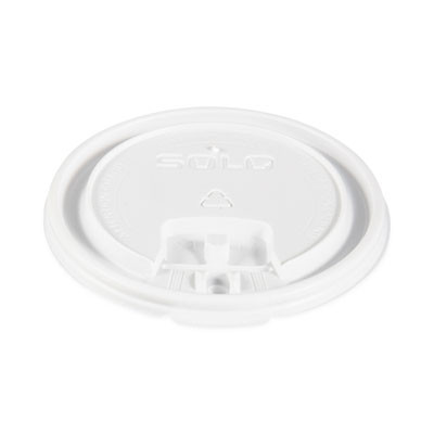 Lift Back And Lock Tab Lids For Paper Cups, Fits 10 Oz To 24 Oz Hot Cups, Plastic, White, 100/Sleeve, 10 Sleeves/Carton