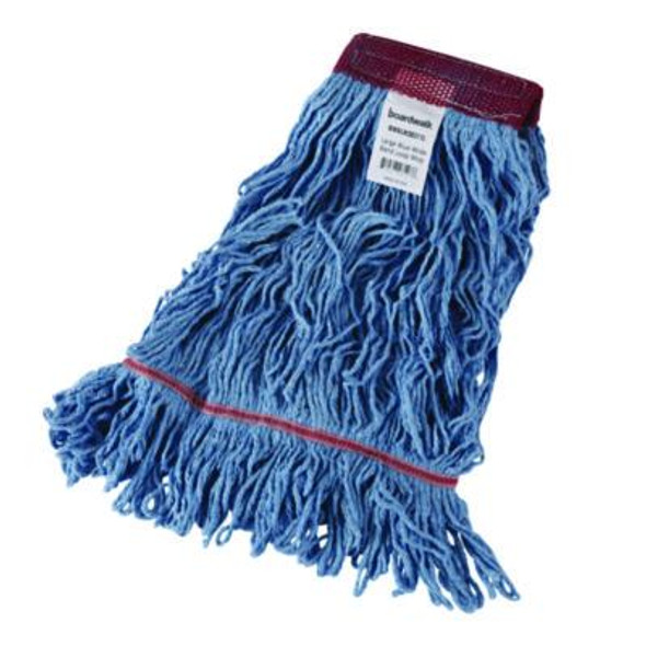 Cotton Mop Heads, Cotton/Synthetic, Large, Looped End, Wideband, Blue, 12/Ct