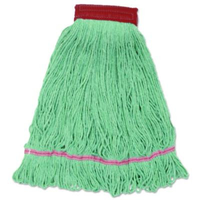 Wideband Looped-End Mop Heads, Cotton/Rayon/Synthetic, Large, Green, 12/Carton