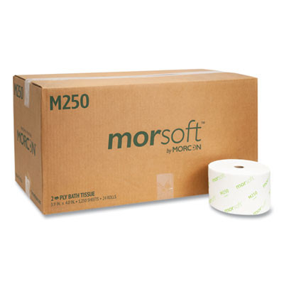 Small Core Bath Tissue, Septic Safe, 2-Ply, White, 1,250 Sheets/Roll, 24 Rolls/Carton