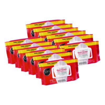No-Rinse Sanitizing Multi-Surface Wipes, 1-Ply, 8 x 9, Unscented, White, 72 Wipes/Pack, 12 Packs/Carton