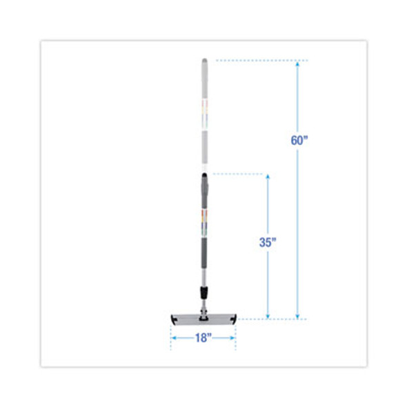 Microfiber Cleaning Kit, 18" Wide Blue/Green Microfiber Head, 35" To 60" Gray Aluminum Handle