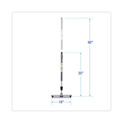 Microfiber Cleaning Kit, 18" Blue/Green Microfiber Head, 35" To 60" Gray Aluminum Handle