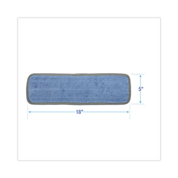 Microfiber Wet Mop Head, Blue, 18 x 5, Split Microfiber, Hook And Loop Back, Dozen