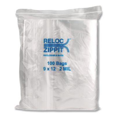 Zippit Resealable Bags, 2 Mil, 9" X 12", Clear, 1,000/Carton