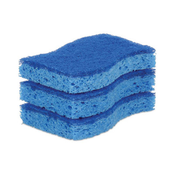 Non-Scratch Multi-Purpose Scrub Sponge, 4.4 X 2.6, 0.8" Thick, Blue, 3/Pack