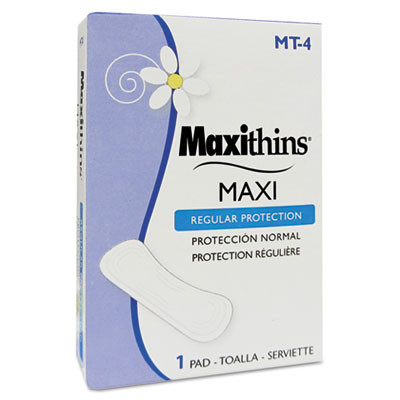 Maxithins Vended Sanitary Napkins #4, Maxi Absorbency, 250 Individually Boxed Napkins/Carton