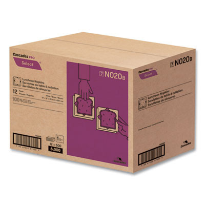 Select Single Serve Luncheon Napkins, 1-Ply, 12 x 12, White, 500/Pack, 6,000/Carton