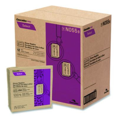 Select Dinner Napkins, 1-Ply, 16 x 15.5, Natural Brown, 250/Pack, 12 Packs/Carton