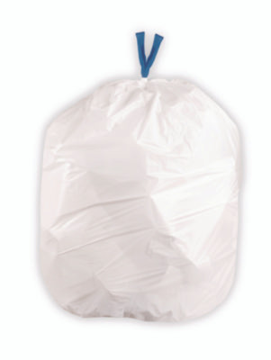 Drawstring Trash Bags, Drawstring, 13 Gal, 24" x 28", White, 40 Bags/Roll, 2 Rolls/Box