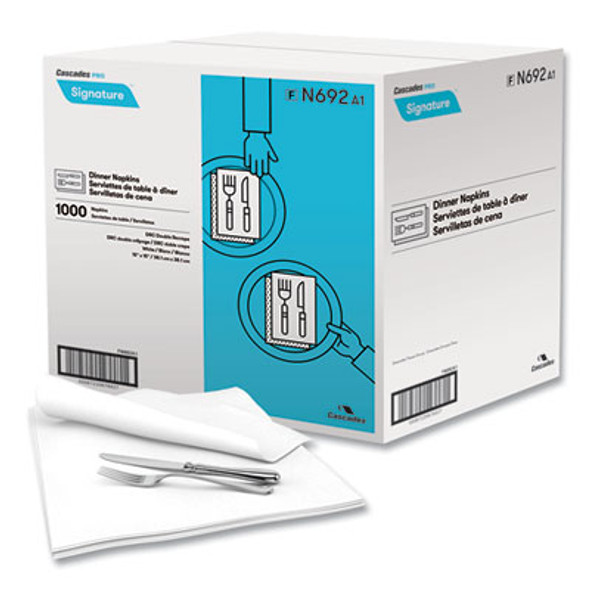 Select Dinner Napkins, 1-Ply, 15 x 15, White, 1,000/Carton