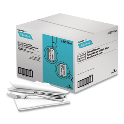 Signature Airlaid Dinner Napkins/Guest Hand Towels, 1-Ply, 15 x 16.5, White, 1,000/Carton