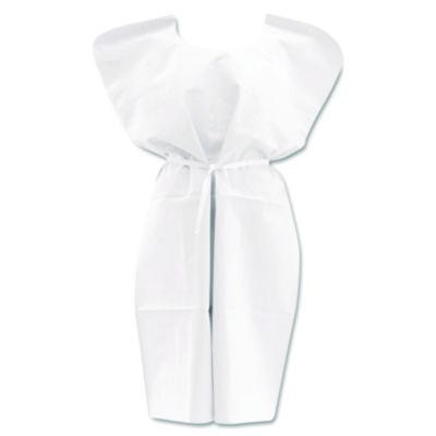 Disposable Patient Gowns, 3-Ply Tissue Poly Tissue, 30" x 42", White, 50/Carton