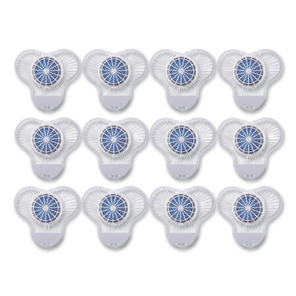 Urinal Screen With Non-Para Deodorizer Block, Green Apple Scent, Blue/White, 3.25 Oz, 12/Box