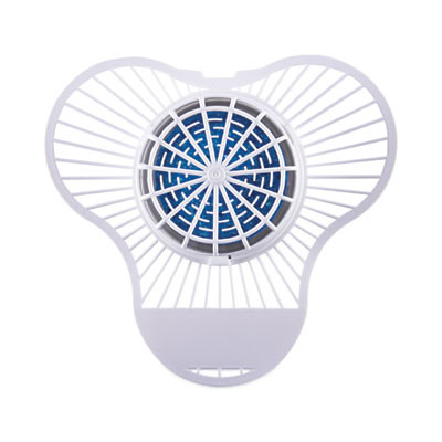 Urinal Screen With Non-Para Deodorizer Block, Green Apple Scent, Blue/White, 3.25 Oz, 12/Box