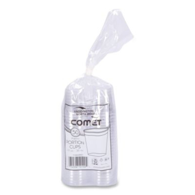 Comet Plastic Portion/Shot Glass, 1 Oz, Clear, 50/Pack, 50 Packs/Carton