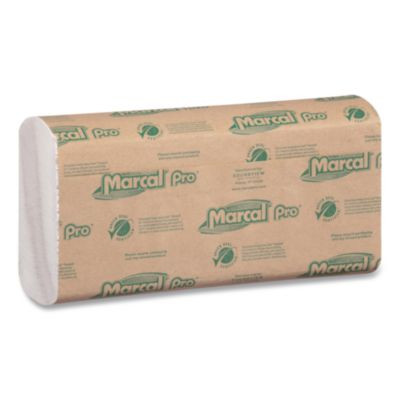 100% Recycled Folded Paper Towels, 1-Ply, 12.88  x 10.13, Natural, 150/Pack, 16 Packs/Carton