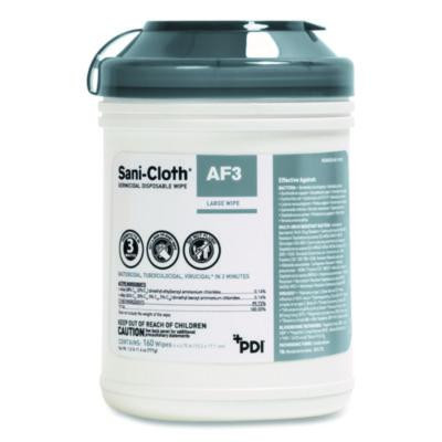 Sani-Cloth Af3 Germicidal Disposable Wipes, 6 x 6.75, White, 160 Wipes/Canister, 12 Canisters/Carton