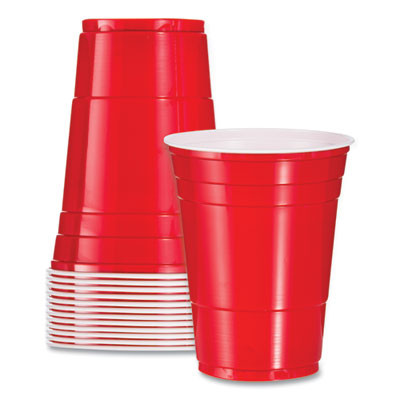 Solo Party Plastic Cold Drink Cups, 16 Oz, Red, 50/Bag, 20 Bags/Carton