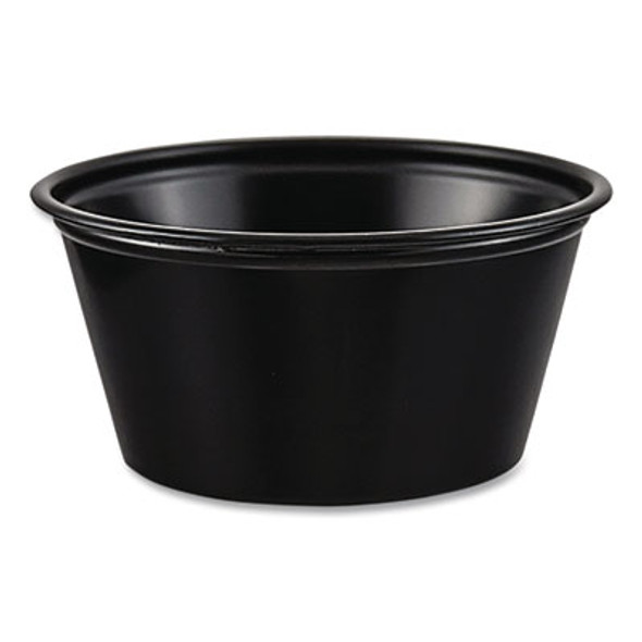 Polystyrene Portion Cups, 2 Oz, Plastic, Black, 250/Bag, 10 Bags/Carton