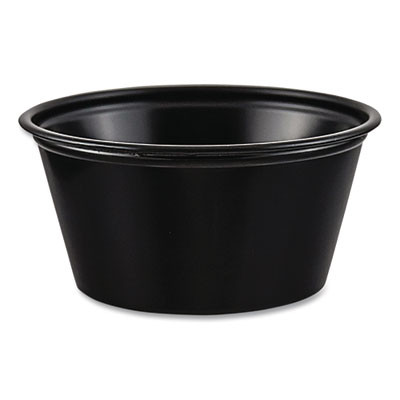 Polystyrene Portion Cups, 2 Oz, Plastic, Black, 250/Bag, 10 Bags/Carton