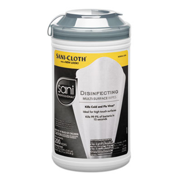 Disinfecting Multi-Surface Wipes, 7.5 x 5.38, White, 200/Canister, 6 Canisters/Carton